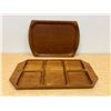 Image 1 : 2 Teak Wood Serving Trays - larger approx: 19.7 5x 9.75"