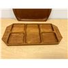 Image 2 : 2 Teak Wood Serving Trays - larger approx: 19.7 5x 9.75"