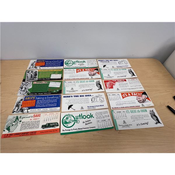 15 Vintage Advertising Ink Blotters - Mostly Winnipeg & Portage La Prairie (see all photos)