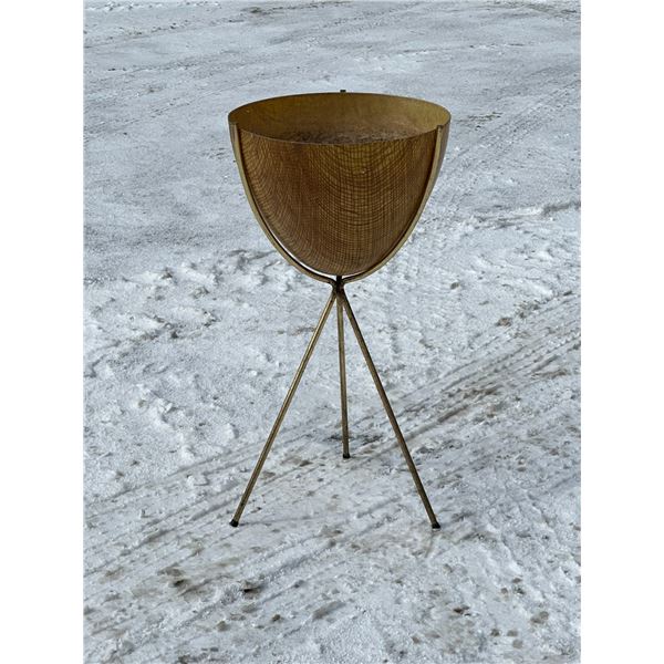 Vintage Original Fiberglass Bullet / Cone Planter On Tripod Base Approx: 15.5"W 30"T