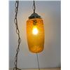 Image 1 : Vintage Orange Glass Hanging Chain Swag Lamp - Approx: 16 x 6.5" - see all photos