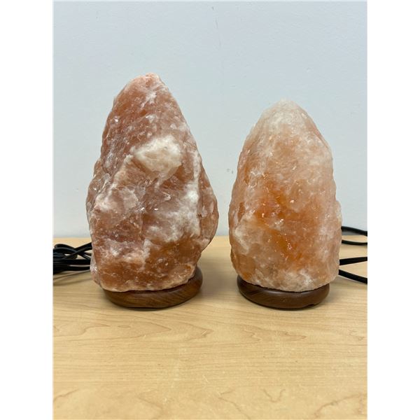 2 Rock Salt Lamps - Taller 9.5" - need small bulbs - not tested