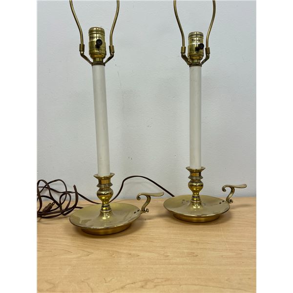 2 Stiffel Brass Candle Stick Table Lamps (no shades) - Working 22" tall