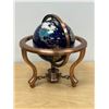 Image 1 : Inlaid Stone Globe w/compass in Copper Stand - Approx: 10"W 10"T