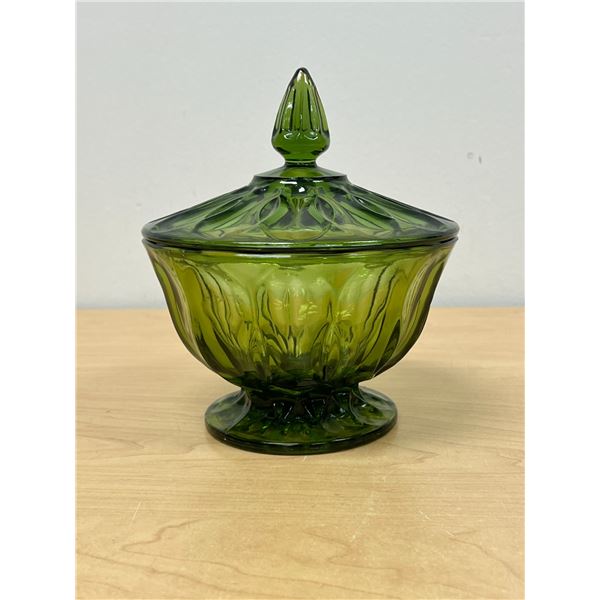 Mid Century Heavy / Thick Art Glass Candy Dish - Approx: 6"W 7"T