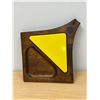 Image 2 : Mid Century Sere Wood & Heavy Textured Glass Snack Trays - glass 10.5x6.5"