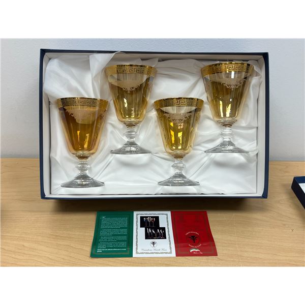 Italian Cristalleria F.lli Fumo Hand Decorated Goblets 5.75"
