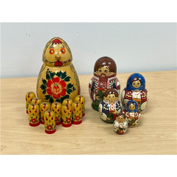 Painted Wood Russian Nesting Dolls -Tallest 6.25" (see photos)