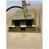 Image 4 : Adjustable Green Glass Shade Bankers Lamp with 2 Outlets - 10"W 14"T