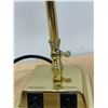 Image 5 : Adjustable Green Glass Shade Bankers Lamp with 2 Outlets - 10"W 14"T