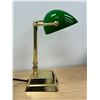 Image 6 : Adjustable Green Glass Shade Bankers Lamp with 2 Outlets - 10"W 14"T