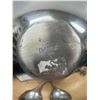 Image 5 : Large Dansk JHQ Metal Salad Bowl and Serving Spoon/Fork - bowl: 16x11"