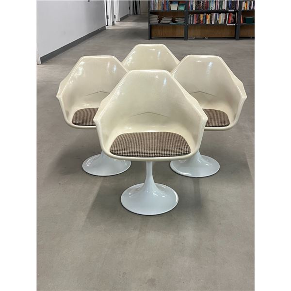 4 Vintage Fiberglass Armchairs on Metal Tulip Bases - see all photos