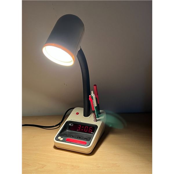 1980s Retro Desk Lamp With Alarm Clock 14"T - See all photos