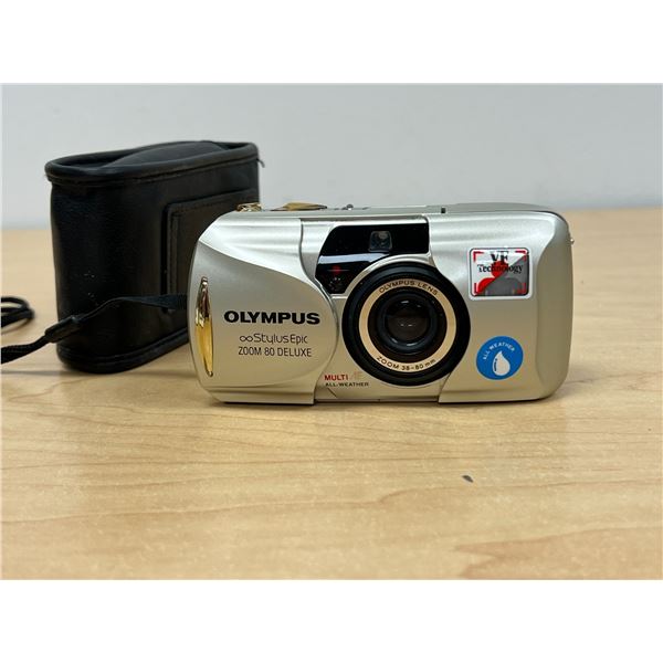 Olympus Stylus Epic Zoom 80 Deluxe Film Camera with Bag - not tested, see photos
