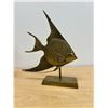 Image 1 : Large Brass Angel Fish On Stand Décor - 11"T 9.5"W