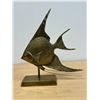 Image 4 : Large Brass Angel Fish On Stand Décor - 11"T 9.5"W