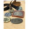 Image 8 : 6 Belt Buckles and 2 Leather Belts - see all photos