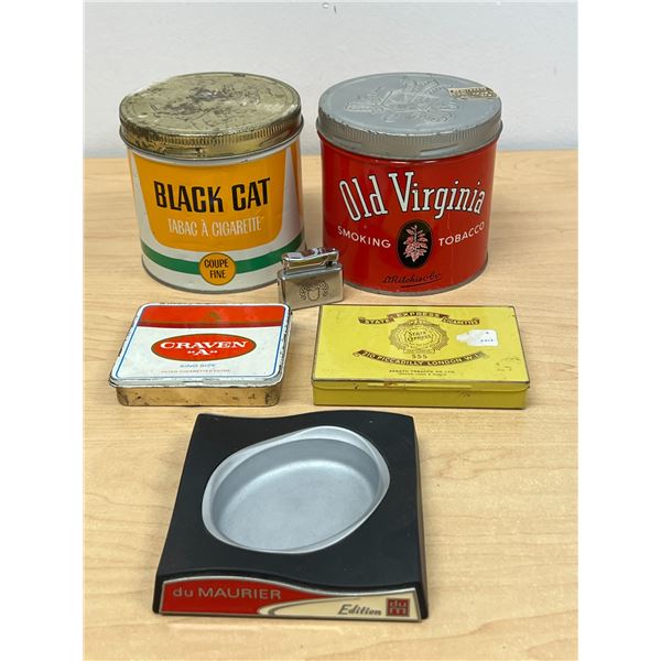 Vintage Tobacco Tins / Ashtray and one Lighter - see photos