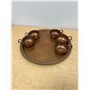 Image 5 : Turkish Copper / Brass Coffee Service - Tray 11.5" Coffee Pot 5.25"T