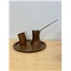 Image 9 : Turkish Copper / Brass Coffee Service - Tray 11.5" Coffee Pot 5.25"T