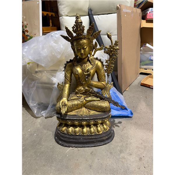 bronze? statue of the Manjushri Bodhisattva heavy bring help to move pleased approximately 40 inches