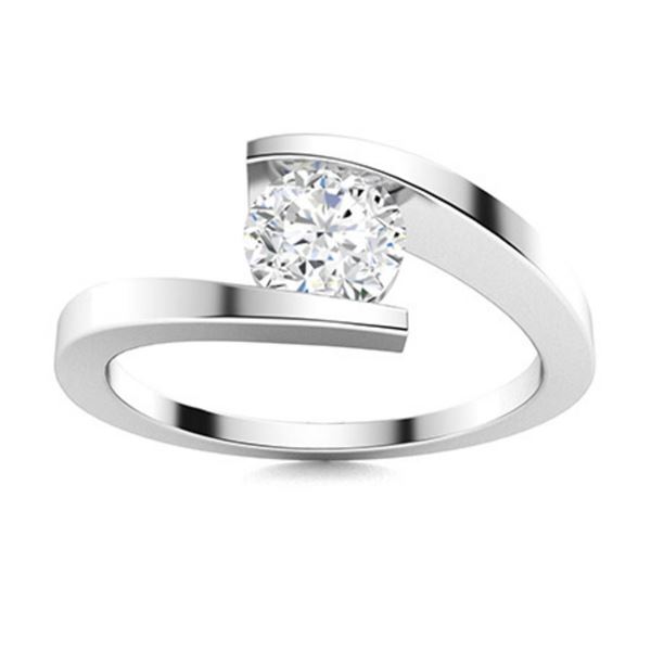 Gold & Brilliant White Diamond 1 Cts Ring - E/VVS