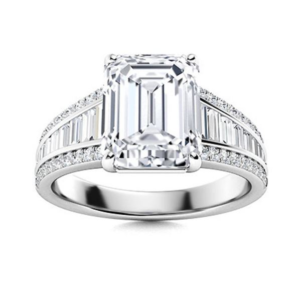 Gold & Lab Octagon Diamond 3.50 Cts Ring - E/VVS