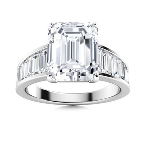 Gold & Lab Octagon Diamond 4.50 Cts Ring - E/VVS