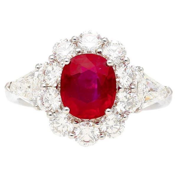 Gold & Pigeon Blood Red Ruby & Diamonds Ring