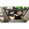 Image 4 : GROUP OF DECOR ITEMS. 33"X14"X6" BOOKSHELF WITH GLASS SHELVES, ARTIFICIAL PLANTS, VASES, CERAMIC,...