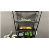 Image 5 : GROUP OF DECOR ITEMS. 33"X14"X6" BOOKSHELF WITH GLASS SHELVES, ARTIFICIAL PLANTS, VASES, CERAMIC,...