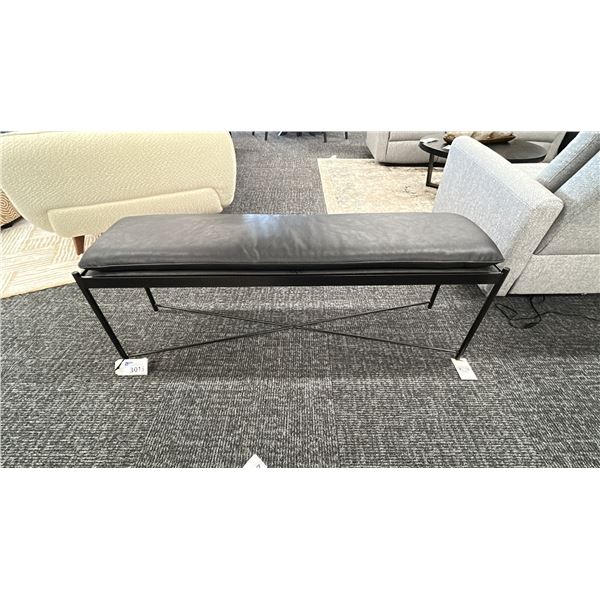 BLACK PADDED BENCH. 52" X 13" X 19"H