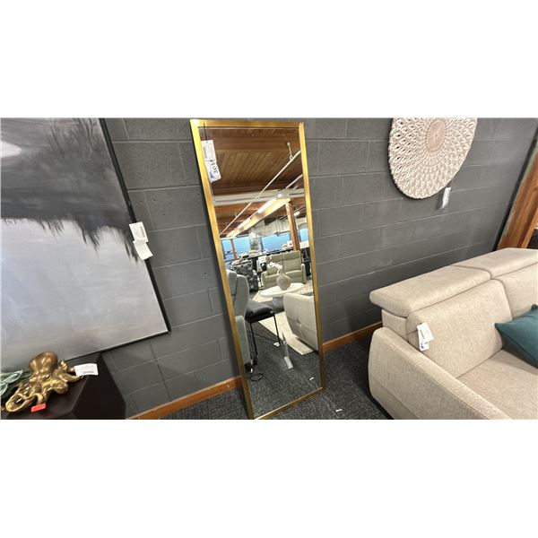 DECORREST FLOOR MIRROR. 24" X 72" BRUSHED BRASS FRAME.