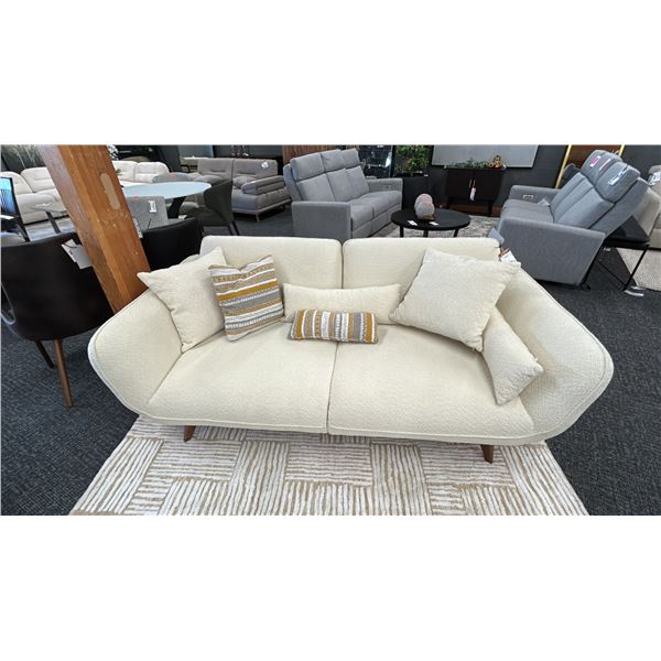 FIG AND CHERRY 80"W DIANTE SOFA WITH CUSHION SET. BACK EXTENDS FOR TV VIEWING. RETAIL $3900