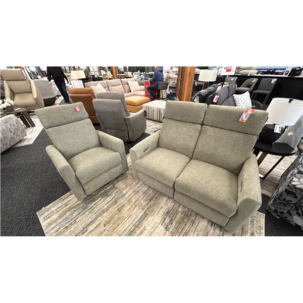 ELRAN FURNITURE. 2 PCS LOVE SEAT SET. POWER RECLINER. POWER HEAD REST. 51" RETAIL $4,000