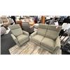 Image 1 : ELRAN FURNITURE. 2 PCS LOVE SEAT SET. POWER RECLINER. POWER HEAD REST. 51" RETAIL $4,000