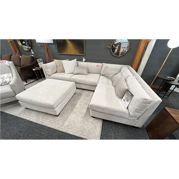 DECORREST. 10' X 6'8" CORNER SOFA W/ OTTOMAN. W/CUSHIONS. RETAIL $5,500.