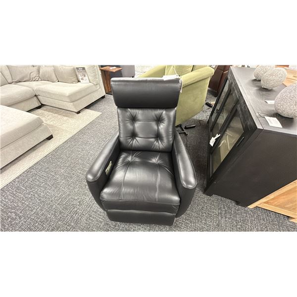 PALLISER BLACK LEATHER POWER RECLINE ROCKER SWIVEL.