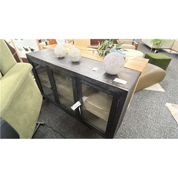 ASHLEY FURNITURE. LENSTON ACCENT CABINET. 5' X 16" W/3 DECOR BALLS.