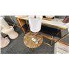Image 3 : DECORREST BRASS ACCENT TABLE. W/DECOR ITEMS AS IN PHOTO'S. 2 TABLE LAMPS, TRAY, DECORATIVE SPHERES.