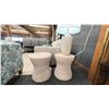 Image 2 : PAIR OF SURYA BALINESE END TABLES, WASHED RATTAN. W/CYLENER CERAMIC TABLE LAMP.