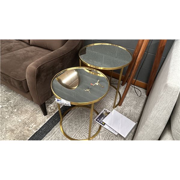 PAIR OF BRASS FRAME NESTING TABLES  RETAIL $900