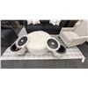 Image 2 : ASHLEY FURNITURE DALICE OVERSIZED OTTOMAN WITH 2 FOOT STOOLS. SHAGGY WHITE