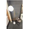 Image 2 : PAIR OF ROUND NESTING TABLES W/FLOOR LAMB, BRASS AND MARBLE
