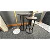 Image 3 : PAIR OF ROUND NESTING TABLES W/FLOOR LAMB, BRASS AND MARBLE