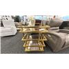 Image 2 : DECORREST SERVING CART. BRUSHED BRASS FRAME. MIRRORED SURFACE. 36" X 22" W/DECOR VASE AND TABLE LAMP