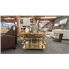 Image 3 : DECORREST SERVING CART. BRUSHED BRASS FRAME. MIRRORED SURFACE. 36" X 22" W/DECOR VASE AND TABLE LAMP
