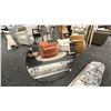 Image 3 : GROUP LOT 35" SERVING CART. CERAMIC VASE W/ORNAMENTAL FLOWERS, 3 CANDLE HOLDERS, 36" DIAMETER MIRROR