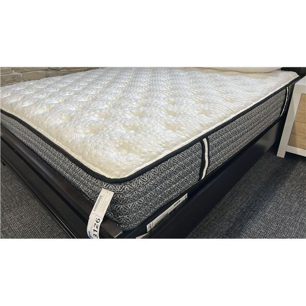 PRIMO INTERNATIONAL KING SIZE MAJESTY MATTRESS W/BOX SPRING. COMES WITH A PAIR OF HUSH CLOUD PILLOWS